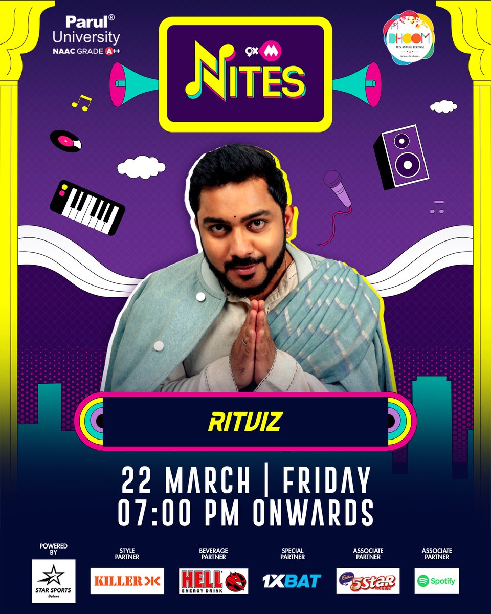 Dive into electrifying beats as #Ritviz takes the stage at #ParulUniversity for 9XM Nites on March 22nd 📷 Don’t miss out on the electrifying performance! 📷 Parul University | 22nd March 7pm onwards📷 #9XMNites #ParulUniversity #9xm #trending #music #liveconcert #event…
