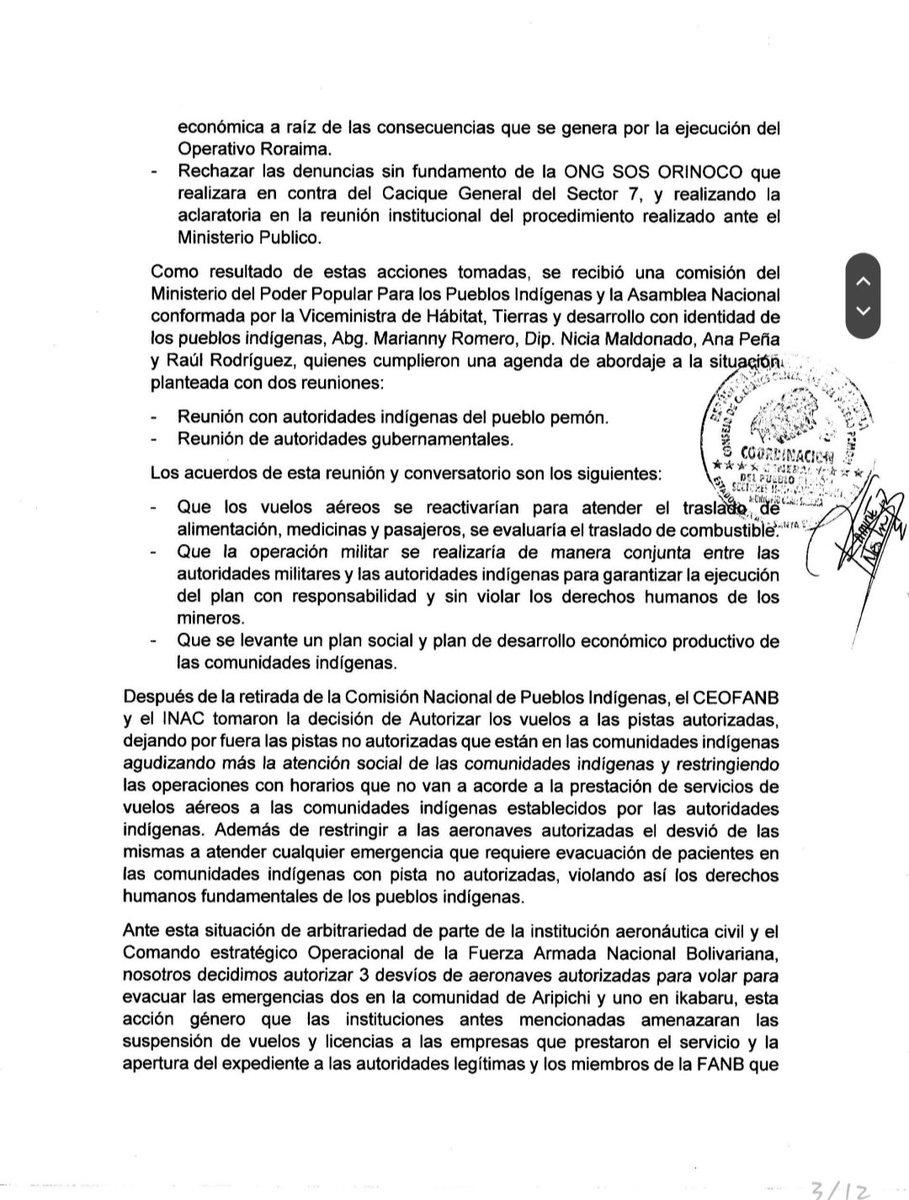 FrenteIndigena's tweet photo. Consejo de Caciques Generales y Comunitarios Del Pueblo Pemon se pronuncia ante la suspensión de Vuelos aéreos a las comunidades de dificil acceso en la gran sabana y denuncia violacion de derechos humanos fundamentales por parte de @CEOFANBVE @dhernandezlarez https://t.co/LgDc1sKFq5