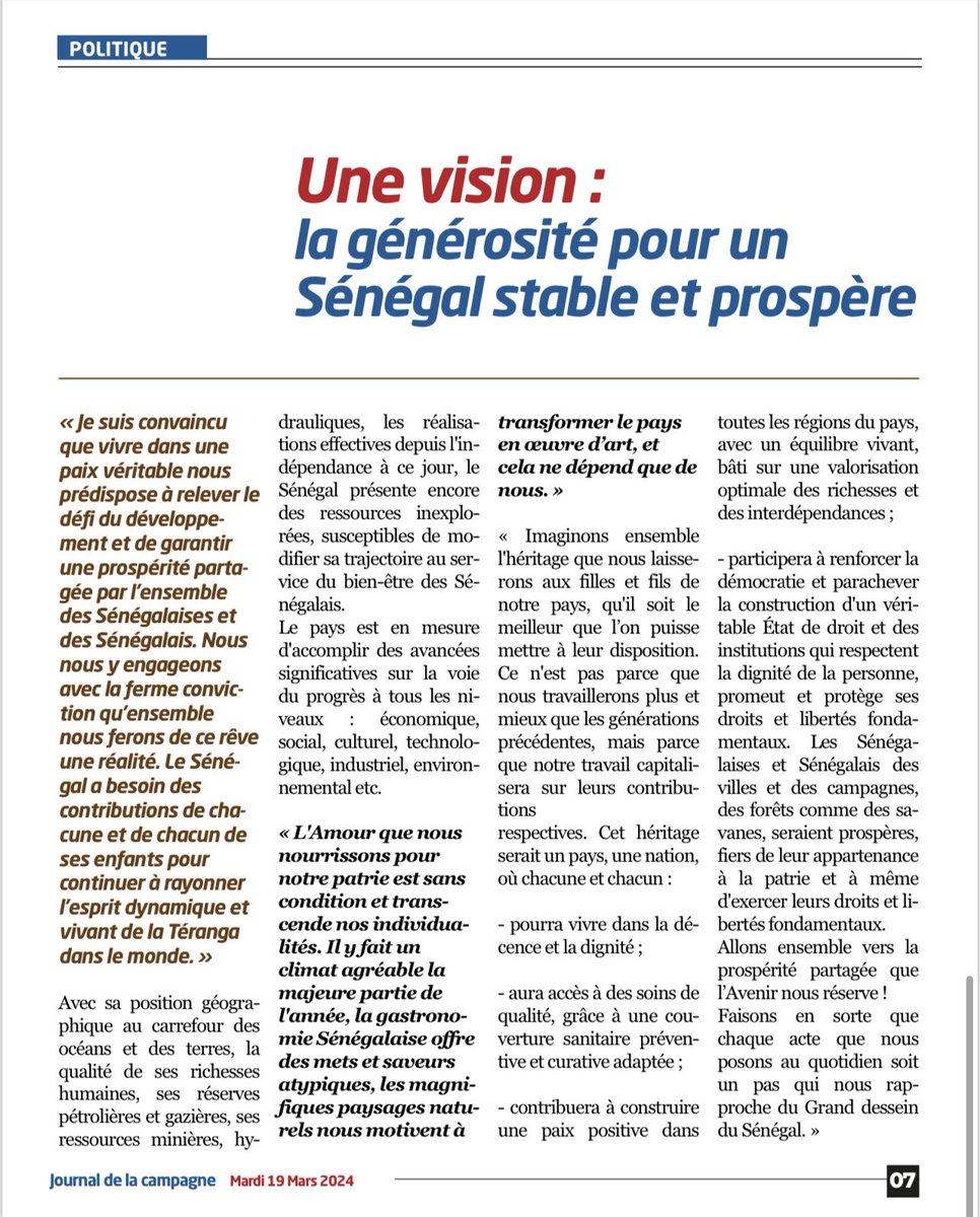 ✅ Pour un Sénégal 🇸🇳 stable et prospère, je vote pour Amadou BA le choix responsable 🗳️🫵🏿

#AmadouBa #AmadouBa2024 #ABMoyNiveauBi #SenegalVote #SunuElection2024 #Senegal #EnsemblePourDemain #amadouba5president