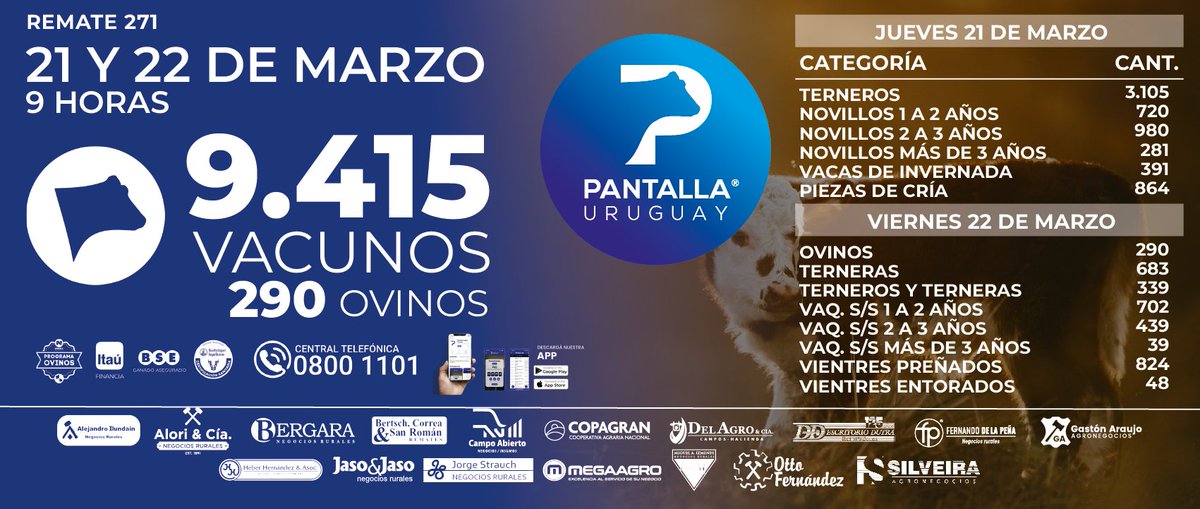 PantallaUruguay's tweet photo. En minutos comenzamos con el #Remate271, podrá seguir el remate en vivo aquí: https://t.co/PwCx0oE2Zl https://t.co/0B1ECGkQ3H