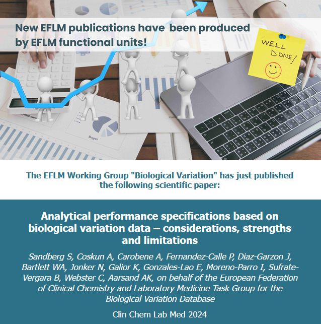 📃 🔥 Hot off the press! A new publication by the working group 'Biological Variation' Article: bit.ly/43tUafR #EFLM #laboratorymedicine #eflmpublications #CCLM