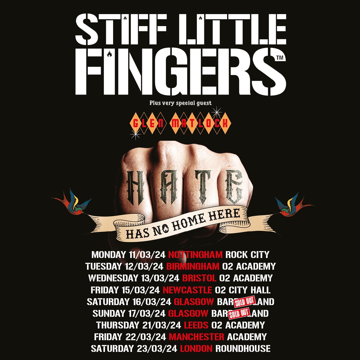 O2 Academy Leeds (@o2academyleeds) on Twitter photo Can't wait to see <a href="/RigidDigits/">Stiff Little Fingers</a> on their 'Hate Has No Home Here' tour tonight π₯ Support from <a href="/GlenMatlock/">Glen Matlock</a>. Doors at 7pm.
Our usual security measures are in place - no bags bigger than A4 - please check our pinned tweet for details π Can't wait to see <a href="/RigidDigits/">Stiff Little Fingers</a> on their 'Hate Has No Home Here' tour tonight π₯ Support from <a href="/GlenMatlock/">Glen Matlock</a>. Doors at 7pm.
Our usual security measures are in place - no bags bigger than A4 - please check our pinned tweet for details π