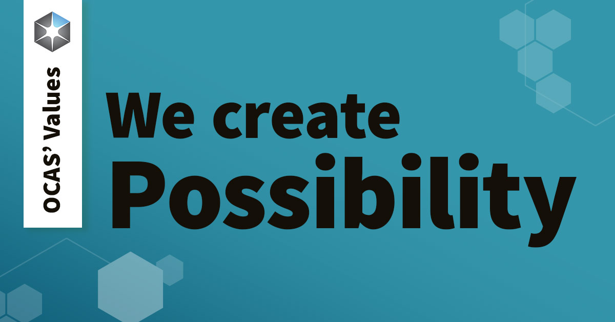 One of our key values at OCAS is 'We create possibility.' We're proud to be innovators and strive to envision what the college system of the future looks like - and how we can make it even better. Curious? Visit annualreport.ocas.ca/powered-up/ today