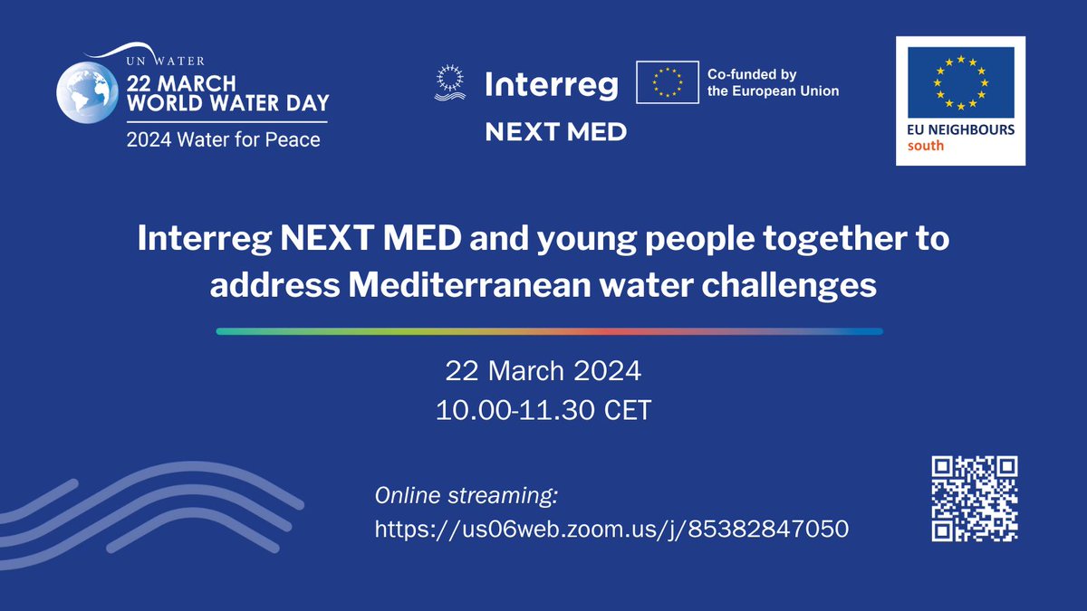 Vincent Ernoux (@ernoux_vincent) on Twitter photo If you are under 30 and Mediterranean, be with <a href="/interregnextmed/">Interreg NEXT MED Programme 🇪🇺🌍</a> tomorrow to celebrate the World Water Day!
To access the event click in the link below:
lnkd.in/dqFZnpVx
Enter the event asap as the Meeting Room capacity is limited! <a href="/generalitat/">Generalitat</a> <a href="/Reg_Sardegna/">Regione Autonoma della Sardegna</a> <a href="/euneighbours/">EU Neighbours</a> If you are under 30 and Mediterranean, be with <a href="/interregnextmed/">Interreg NEXT MED Programme 🇪🇺🌍</a> tomorrow to celebrate the World Water Day!
To access the event click in the link below:
lnkd.in/dqFZnpVx
Enter the event asap as the Meeting Room capacity is limited! <a href="/generalitat/">Generalitat</a> <a href="/Reg_Sardegna/">Regione Autonoma della Sardegna</a> <a href="/euneighbours/">EU Neighbours</a>