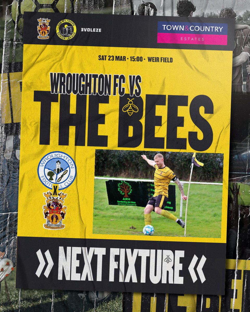 NEXT FIXTURE - AND IT'S NON LEAGUE DAY! ⚽️ 🆚️ @Wroughton_FC Weir Field, Wroughton, SN4 0SA📍 @WiltsLeague ⚽️ 3pm KO 🕑 Admission: FREE (Donation's taken by Wroughton) This Saturday sees The Bees making the 60 mile round trip to North Wiltshire, as we visit Wroughton FC, who…
