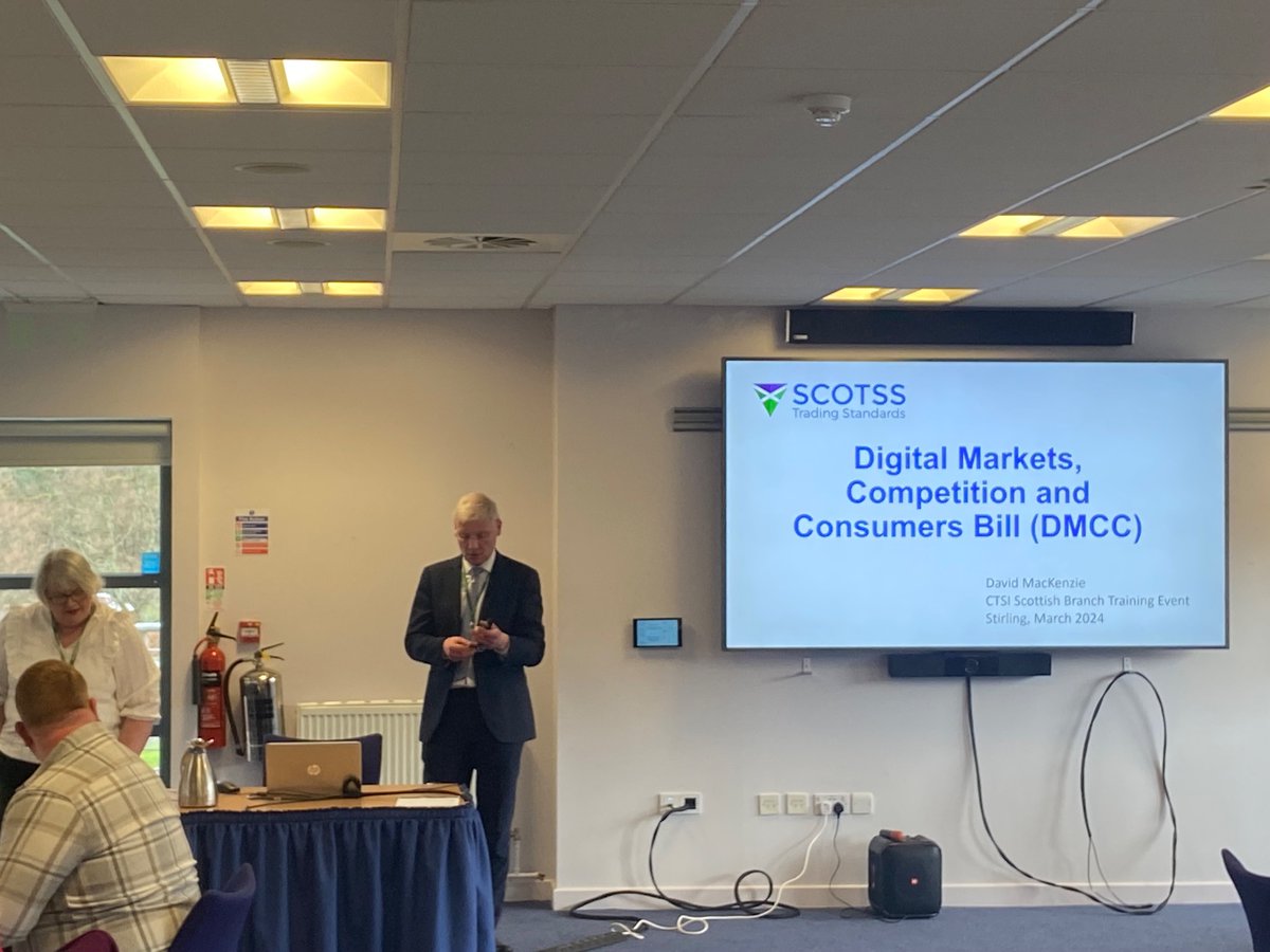 David Mackenzie from <a href="/HighlandCouncil/">The Highland Council</a> giving Trading Standards delegates an overview of the Digital Markets, Competition and Consumers Bill