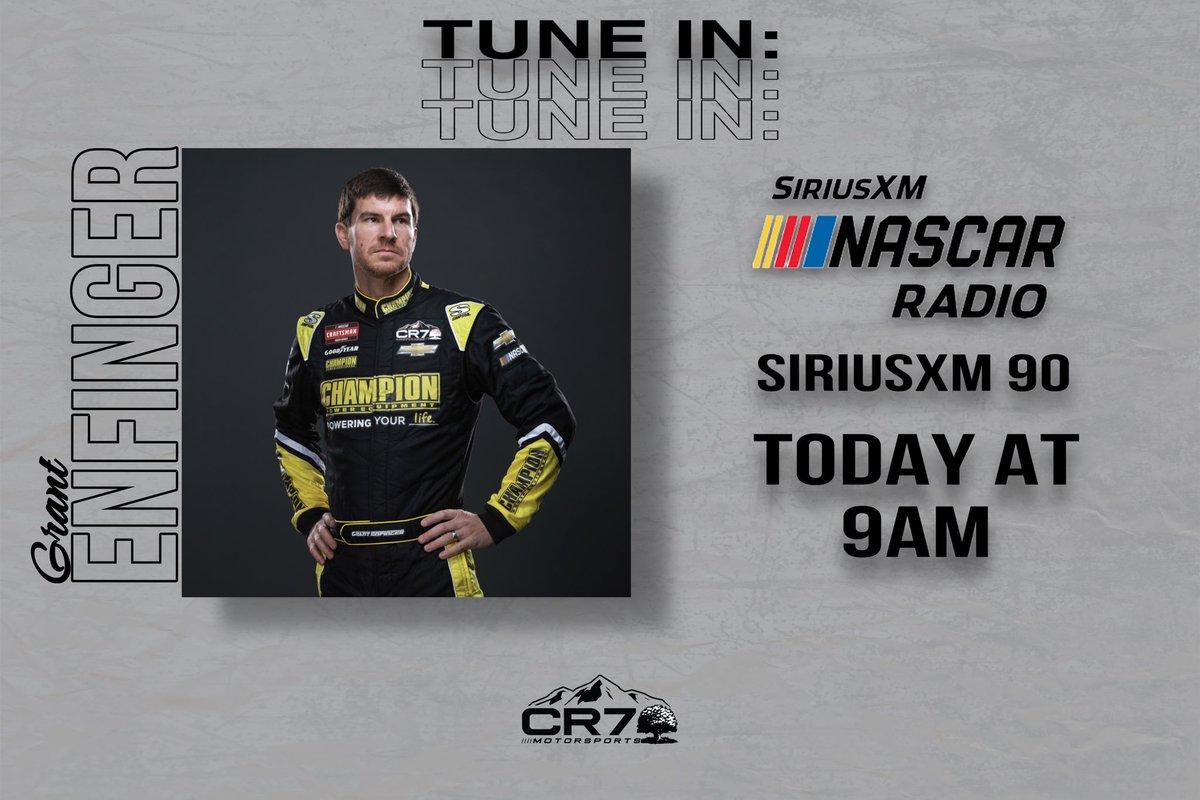 Catch @GrantEnfinger on @SiriusXMNASCAR live at 9am this morning!
