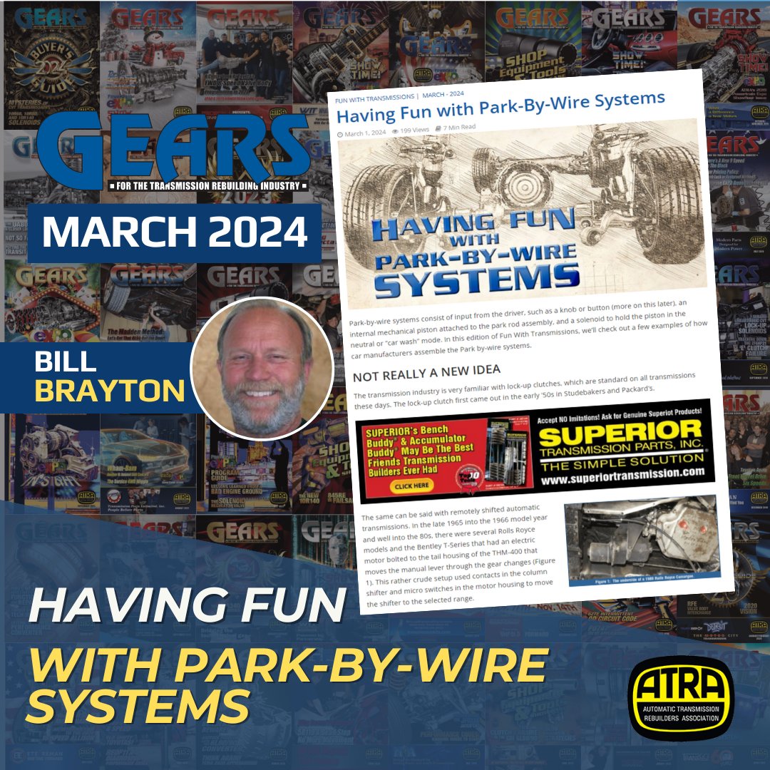 GearsMagazine_'s tweet image. 💥 Decoding Park-by-Wire Systems: The Fusion of Driver Input and Mechanical Precision with Bill Brayton 
Read Full Article Here. gearsmagazine.com/magazine/havin…
#GEARSMagazine #ATRA  #TransmissionSolutions #MechanicAdvice #TransmissionProblems