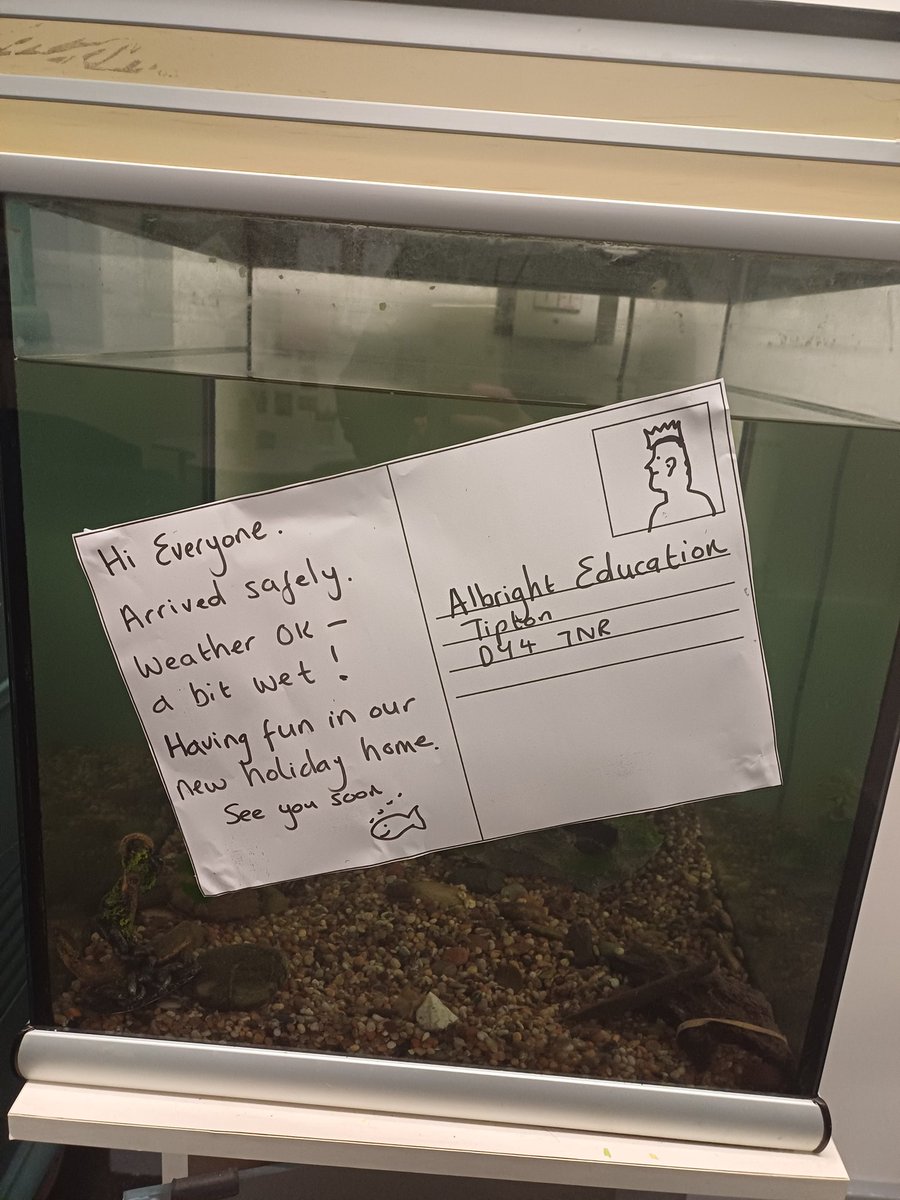 Holidays are nearly here... the @AlbrightCentre fish have gone on their holidays ... lovely to receive this postcard off them 😆 #ThisisAP #edutwitter 🐟