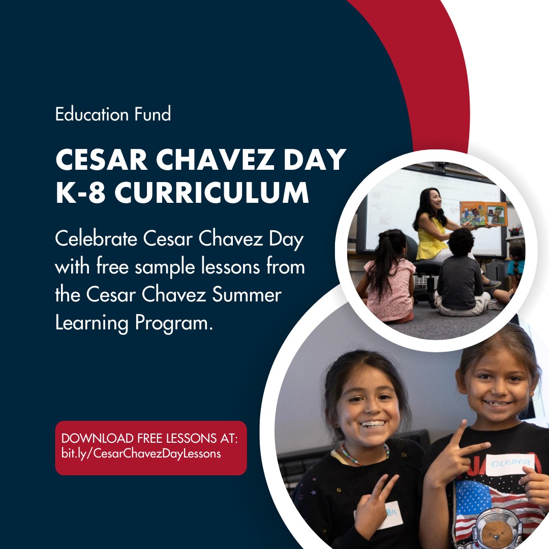 Learn about #CesarChavez's enduring legacy with free lessons from the Chavez Foundation's Education Fund. 

🍎 To download the #freelessons or to learn more about our Summer curriculum, visit bit.ly/CesarChavezDay… 

#CesarChavezFoundation #SiSePuede