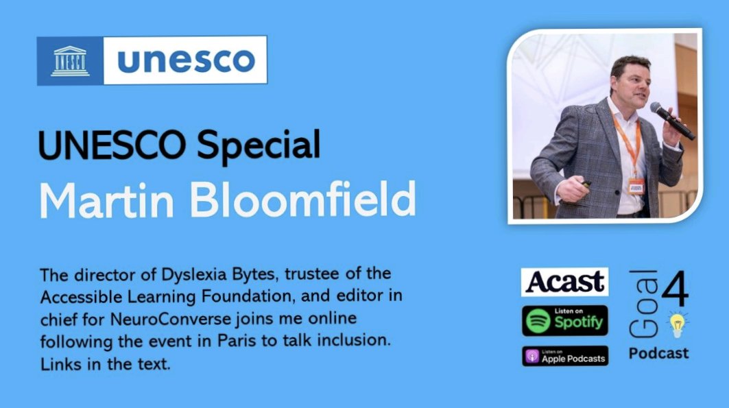 Incredibly proud to be included in this #UNESCO Special, discussing my work with #DyslexiaBytes, @A_L_F_Official, & #NeuroConverse, the #neurodiversity facing academic journal.
Spotify: open.spotify.com/episode/4x31Yl…
Apple Podcasts: podcasts.apple.com/us/podcast/une…
Acast: shows.acast.com/goal-4/episode…