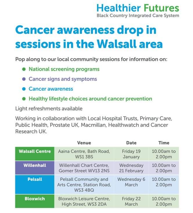 jodie79x's tweet photo. Drop in to Bloxwich tomorrow for our next awarness event. Lots of services from across Walsall will be attending, great education and networking. Please help me share to reach our community.
@CSWBSS @WalsallCouncil @WalsallHcareNHS @LymphWalsall https://t.co/03nvcYSQo9