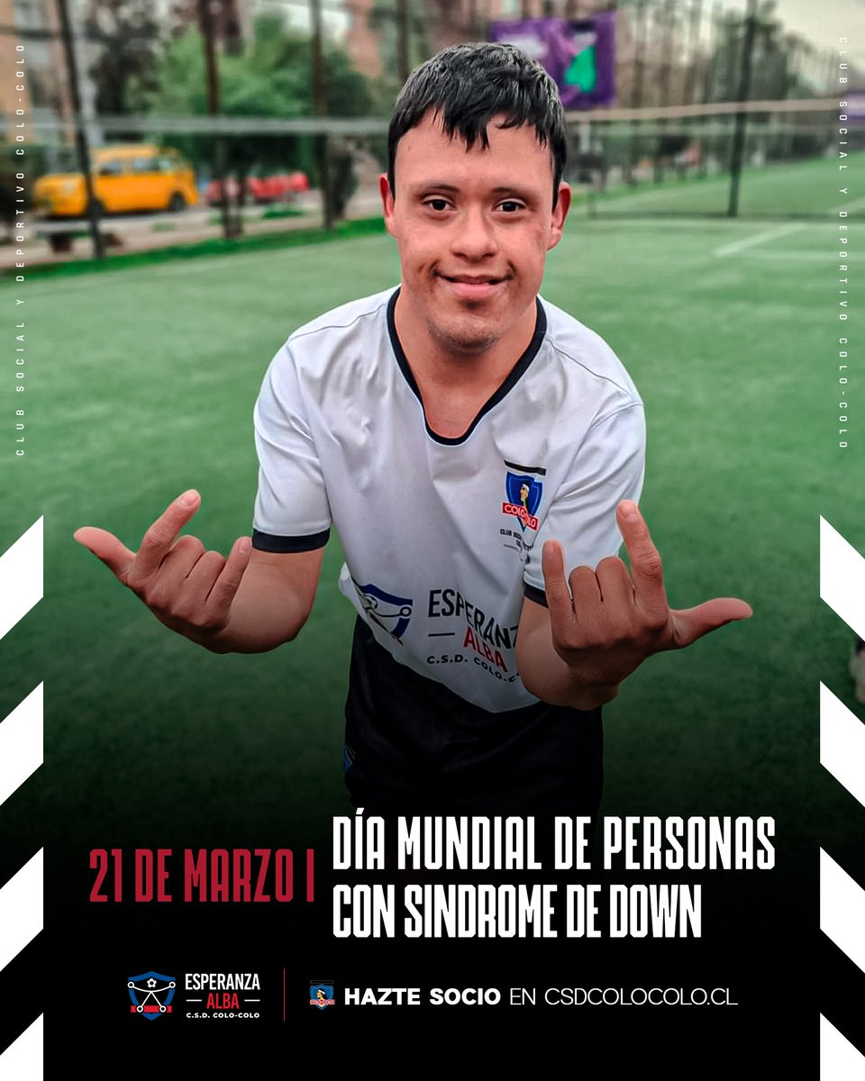 Hoy conmemoramos el Día Mundial del Síndrome de Down. La escuela de fútbol inclusiva Esperanza Alba ha sido un lugar de entretención y aprendizaje para diversos niños, niñas y adolescentes, que demuestran que Colo-Colo somos todos y todas 🏳️🏴