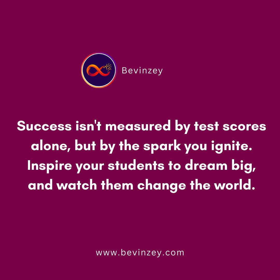 The true measure of success lies in the dreams we inspire. Encourage your students to dream big, think creatively, and pursue their passions. Together, let's empower the next generation of change-makers! 💫 #InspireSuccess #DreamBig
