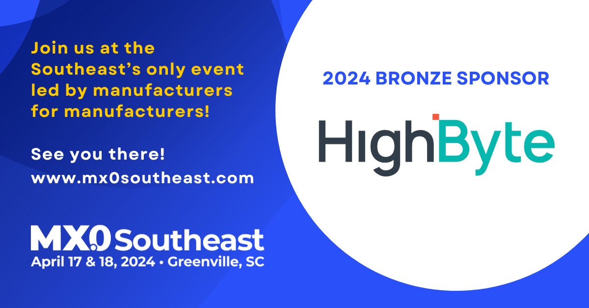 🌛 In less than a month, MX.0 Southeast returns to Greenville, SC for its 3rd year, bringing regional manufacturers together and preparing them to step from Industry 3.0 to 4.0 and beyond. Meet us there! #MX0SE #MX0Southeast24

View the agenda & register👇
bit.ly/3x1uKKe