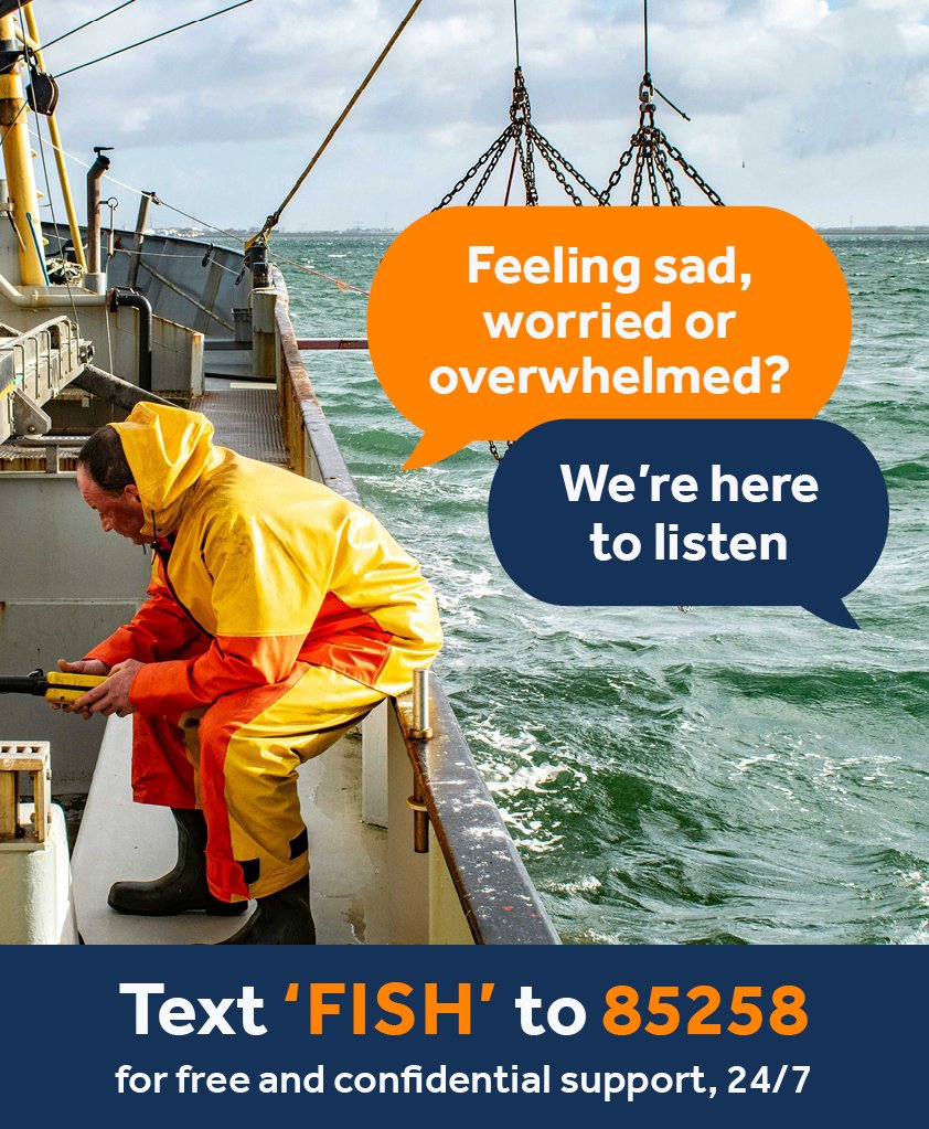 In the vastness of the ocean, it's easy to feel small, but your struggles are significant & valid. If you're a fisherman battling with anxiety or depression, don't hesitate to seek help. Text FISH to 85258 for support. @thefishmish @seahospital @GiveUsAShout