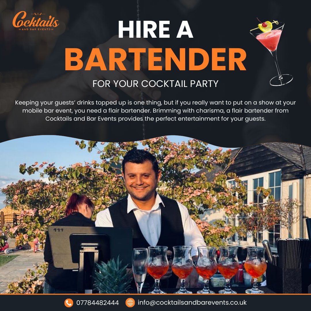 EventsCocktail's tweet image. We’ll Make the Cocktails — You Make the Guest List!
There’s nothing more exciting than planning your very own cocktail party. What better way to make your party really pop than by adding a professional bartender.
#mobilebar #weddingcocktails #cocktails  #hireabarman  #bartending