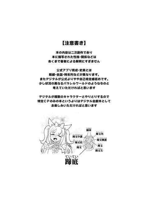 すべての尊みをこの手に!(1/9)

ウマ娘を敬愛するあまり、自分がウマ娘ちゃんたり得ているか悩んだり走ったりするアグネスデジタルの漫画です。
公式よりやや自己肯定感が低めな感じなのでご注意ください。

※以前にプリティステークス30Rで頒布した本です 