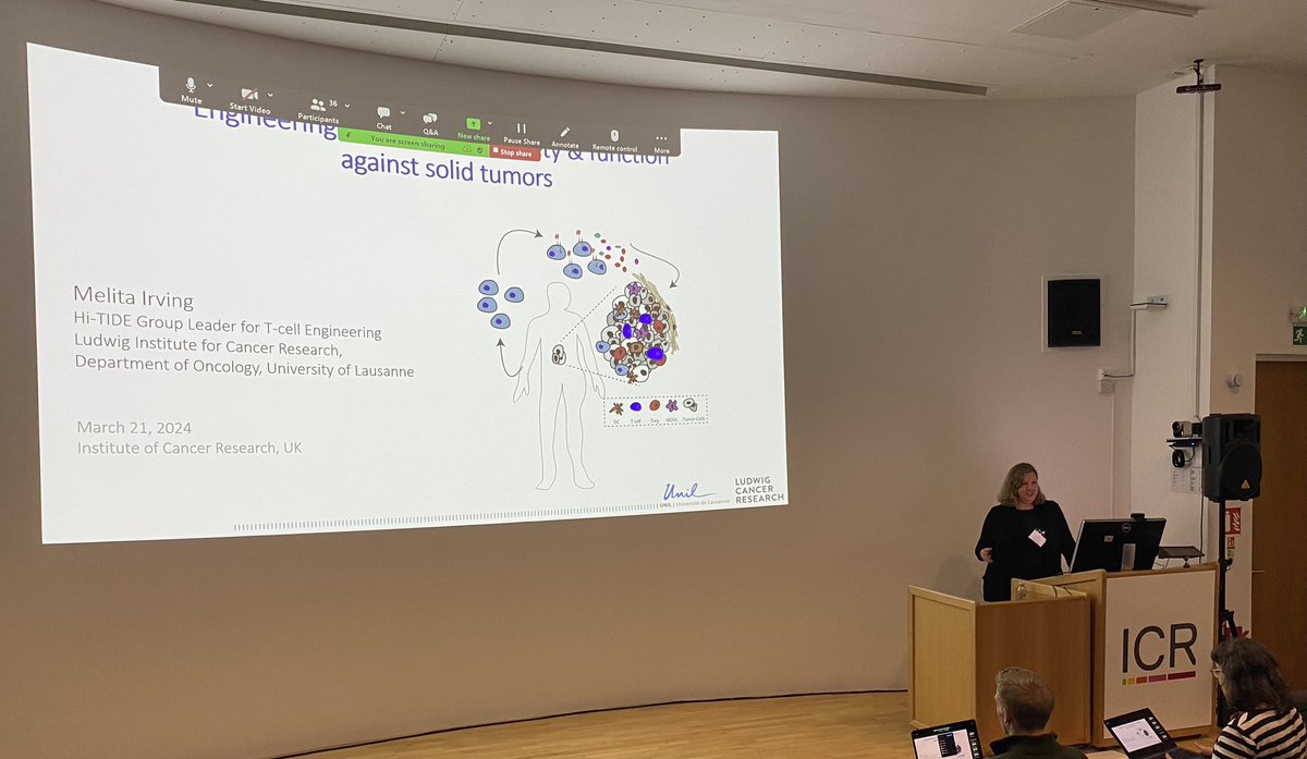 👩‍🔬🧪 CTI seminar🧫 Today we have a distinguished guest @ICR_London, Dr Melita Irving (@IrvingMelita) from @OncoUNILCHUV @Ludwig_Cancer. A fantastic talk about novel technologies used in T-cell engineering 🧬.