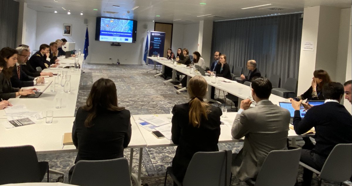 Today, @UNODC , @UNEP ,@INTERPOL_HQ  & the @EU_Commission discussed how to enhance the understanding, collaboration, and use of technologies in addressing pollution crimes in the marine environment through criminal justice systems.

#EndENVcrime #BeatPollution #SDG14 #SDG16