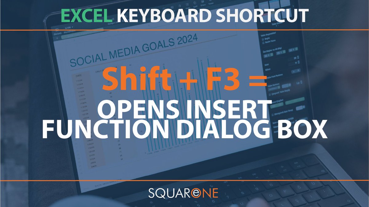 SQOneTraining's tweet image. Use this keyboard shortcut to quickly open the insert function dialog box!

This is a great time saving tip! Simply press Shift + F3 ✨

#keyboardshortcuts #excelshortcuts #exceltips #exceltipsandtricks #excelshortcutkeys