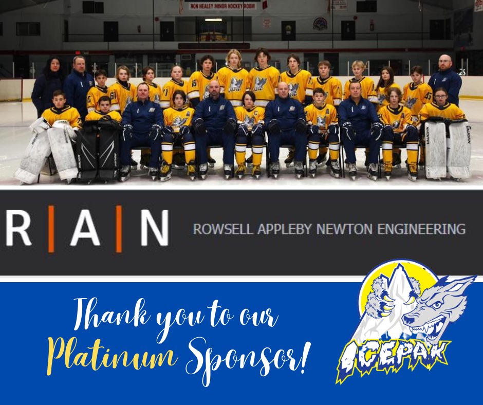 Sponsor Spotlight!  The U13AAA Central IcePak are thankful for the many businesses in our area who have sponsored the team and individual players!  Hats off (or buckets) to our Platinum Sponsor RAN Engineering!