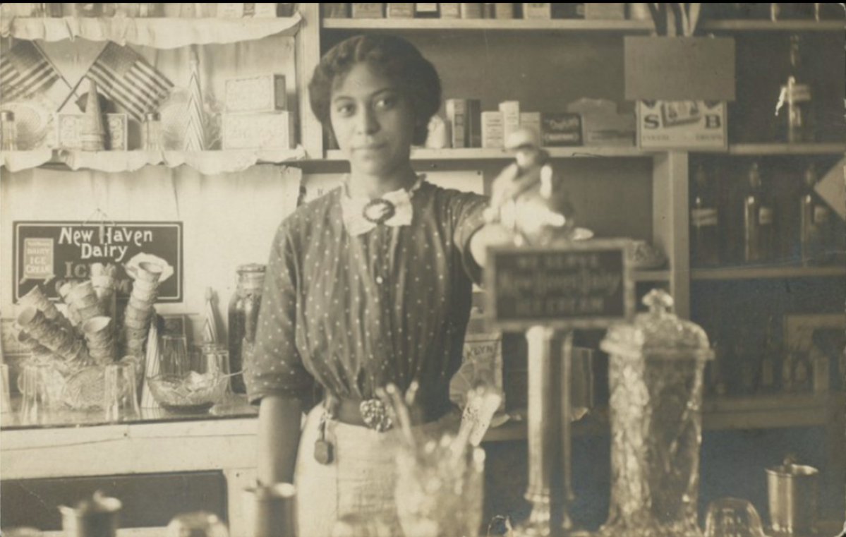 Anna Louise James (b 1886) daughter of a self-liberated, formerly enslaved father, graduated Brooklyn College of Pharmacy in 1908. When her brother-in-law was called to WWI, she took over his pharmacy in Old Saybrook, renamed it James Pharmacy, which she owned & operated til 1967