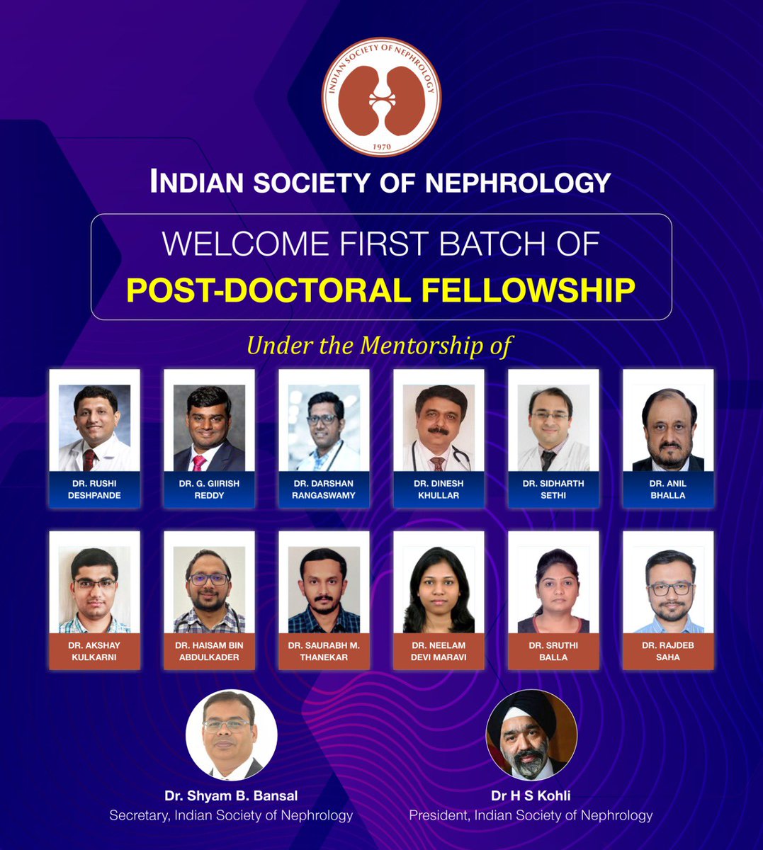 The @isn_india welcomes first batch of post-doctoral fellowship of Indian society of nephrology. Thanks all mentors and institutes who are part of this program .@arvindcanchi @JasmineNephro @BeheraVineet @sidsdoc @Arunkr_Dr @Nair_Sanj @MayuriTrivedi80 @kidneydelhi @mkfindia