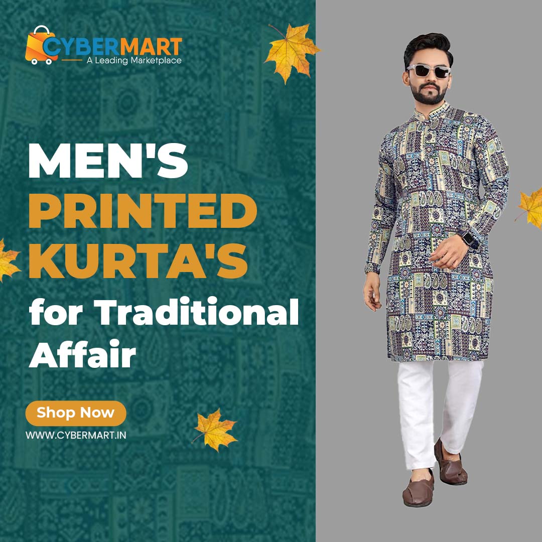 Rich in Tradition: Printed Kurtas for Men 🌟 Exclusive Styles at Affordable Prices 💼 Checkout for Updated Fashion Only at Cybermart.in! 🛍️ #TraditionalKurtas #ExclusiveStyles #AffordableFashion #CybermartDeals