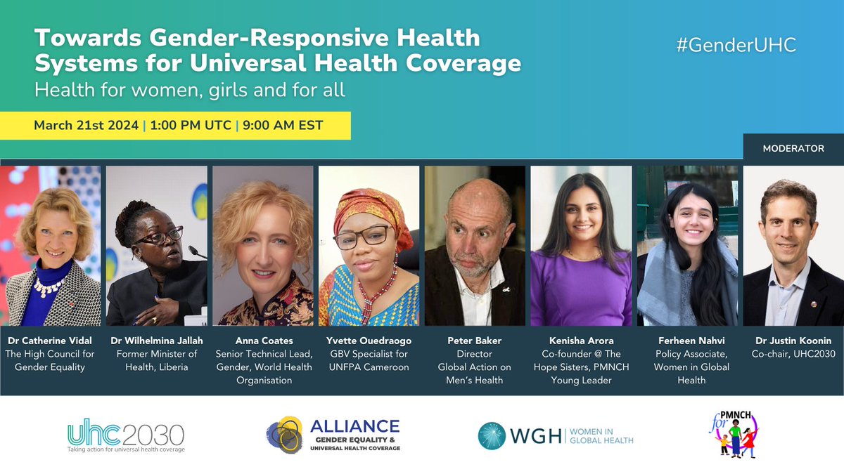 DON'T MISS our esteemed speakers! 📣

Happening TODAY! Join our #CSW68 virtual side event to explore gender-responsive health systems for UHC. #GenderUHC

WE MUST ensure that #UniversalHealthCoverage is truly universal ☂️

REGISTER 👇🏽
 us02web.zoom.us/webinar/regist…