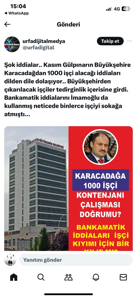 BTEKATLI63's tweet photo. Gölge başkan elindeki trollerin deşifre olduğunu görünce yeni troll hesaplar açarak çirkince saldırmaya devam ediyor. 

Merak etmeyin artık Urfa'lı sizin Allah bir dediğinizin dışında hiç bir söyleminize inanmıyor. 

Valizleri toplayın gidicisiniz. @ugurbeyazgul @zabeyazgul https://t.co/EwmTQTgRKo