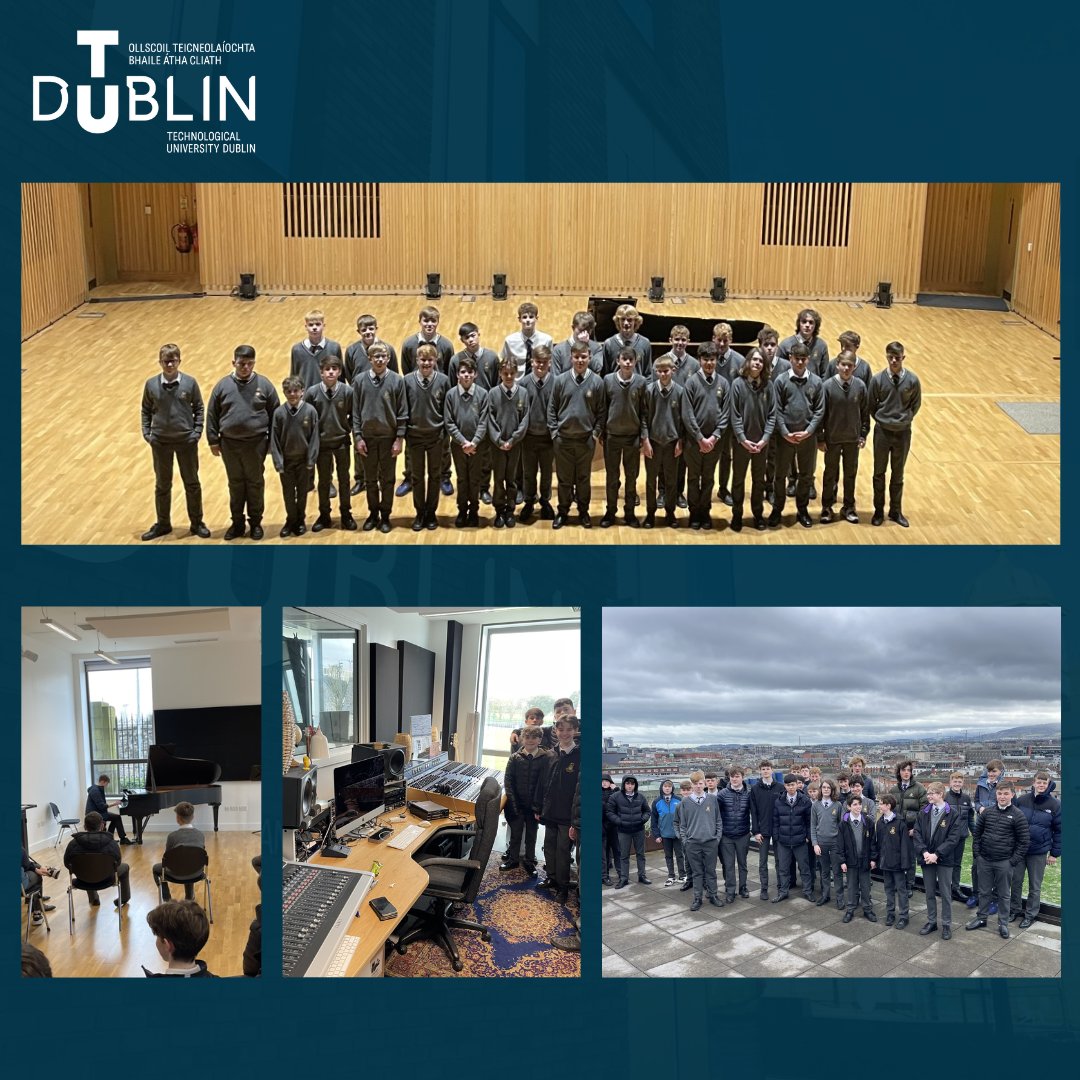 It was our pleasure to host the gentlemen of @TerenureCollege Choir. They enjoyed a tour of our state-of-the-art Recording Studio, Concert Hall & Recital Hall; wonderful student demonstrations; & a beautiful view of Dublin basking in the sun on our rooftop garden! @nurecomchoir