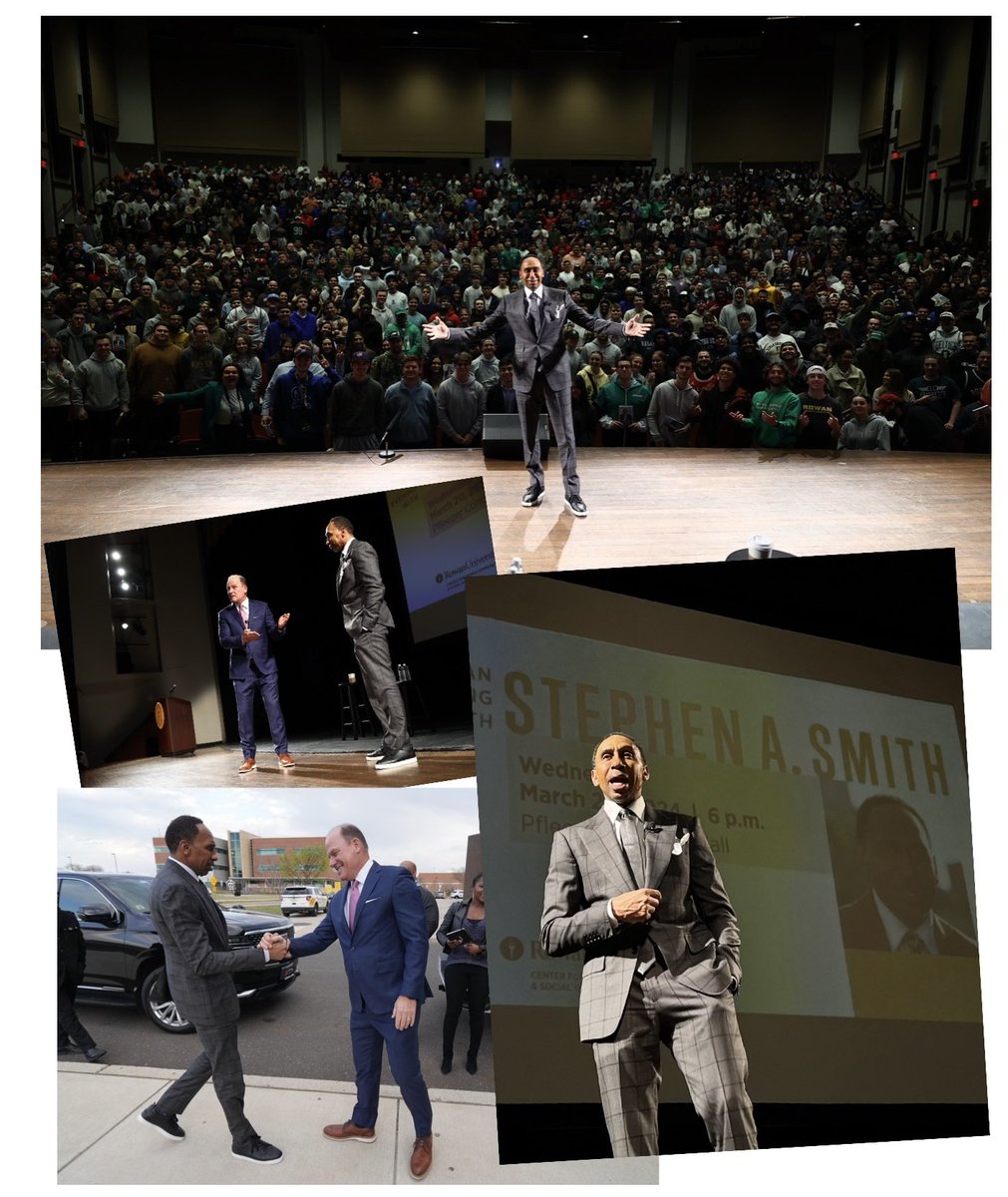 What a night with @stephenasmith at @RowanUniversity. We had a packed concert hall with 800 students (unfortunately not everyone got in) and his talk was so inspiring. I love what we are building with our @RowanSportsCAM program!