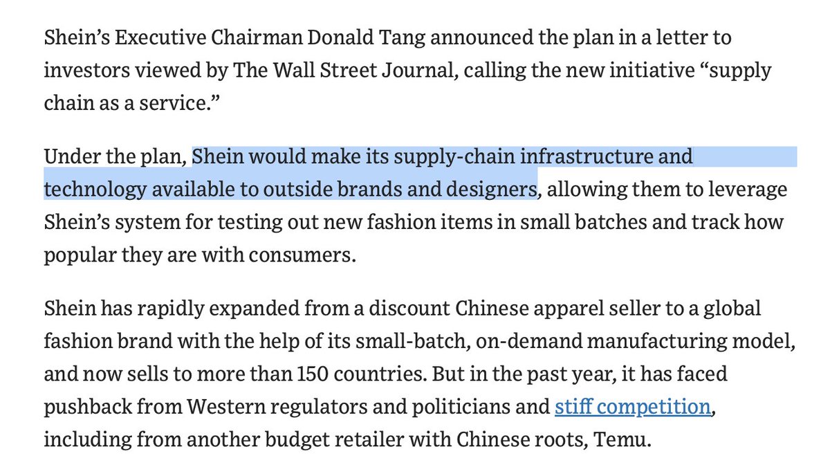 Shein about to launch manufacturing-on-demand as a service.