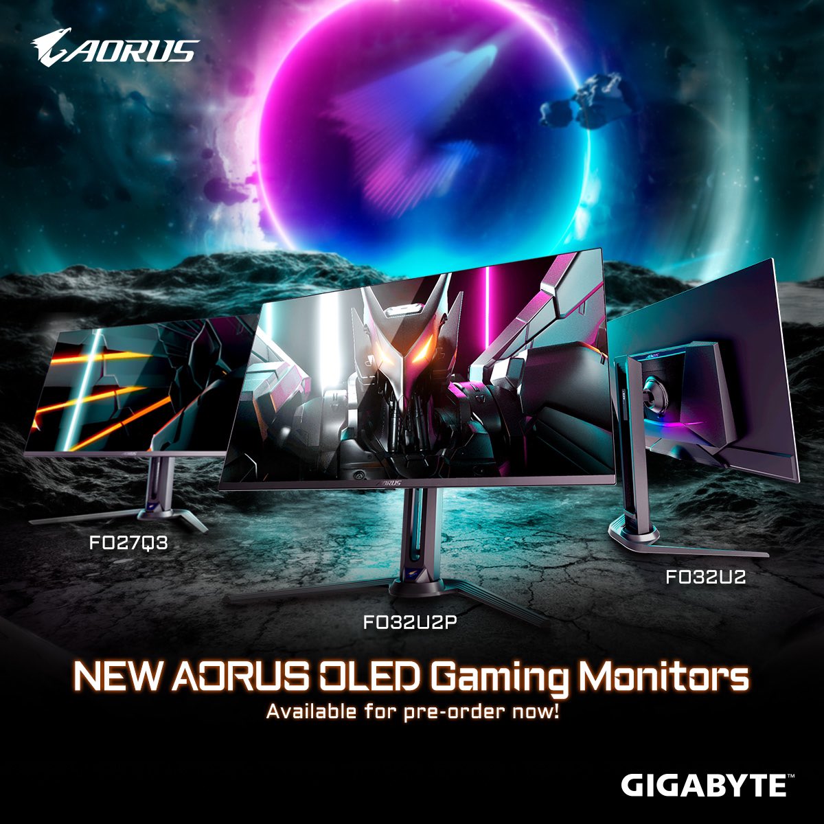 Pre-orders for our latest line of monitors is now LIVE! 🎉
Make the switch to these end-game, QD-OLED monitors now on Newegg: FO32U2, FO32U2P, FO27Q3

➡️ PRE-ORDER HERE: aorus.shop/oled-preorder

#AORUSNA #PAXE2024 #AORUSINFINITY #GIGABYTE #AORUS #PAX #PAXEAST #gaming #monitor
