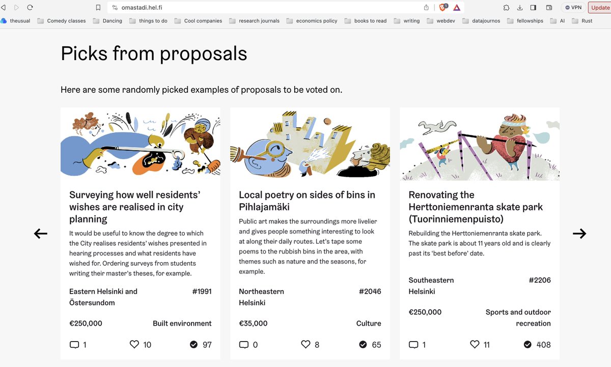 Tech is already being used to make collective decisions. Helsinki uses @decidim_org to let residents decide how money gets spent We need more of this 🔥