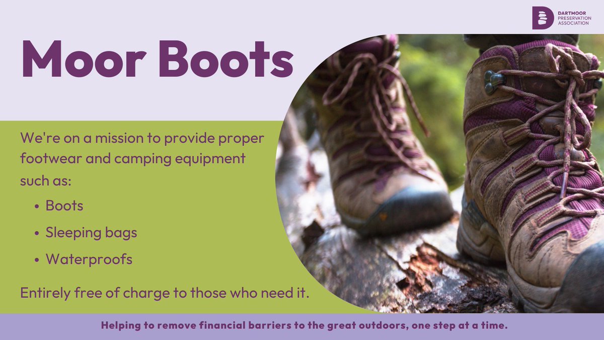 We're thrilled to relaunch our 'Moor Boots' grant scheme🥾 As part of our mission to remove financial barriers to Dartmoor, we've teamed up with Ten Tors and Jubilee Challenge organisers to identify needs across the region:🌍tinyurl.com/MoorBoots #Hiking #Camping
