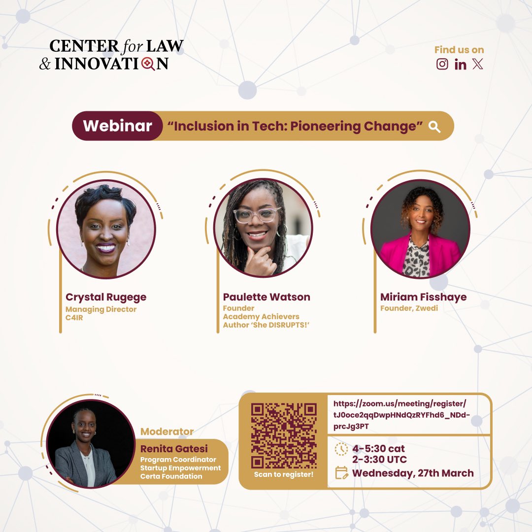 Join us as we pave the way for #InclusionInTech! Explore strategies to empower women and ignite innovation in the tech industry. Register now for the 'Pioneering Tech' webinar. Register now: zoom.us/meeting/regist…
@certafoundation @GatesiRenita
 #WomenInTech #TechInnovation