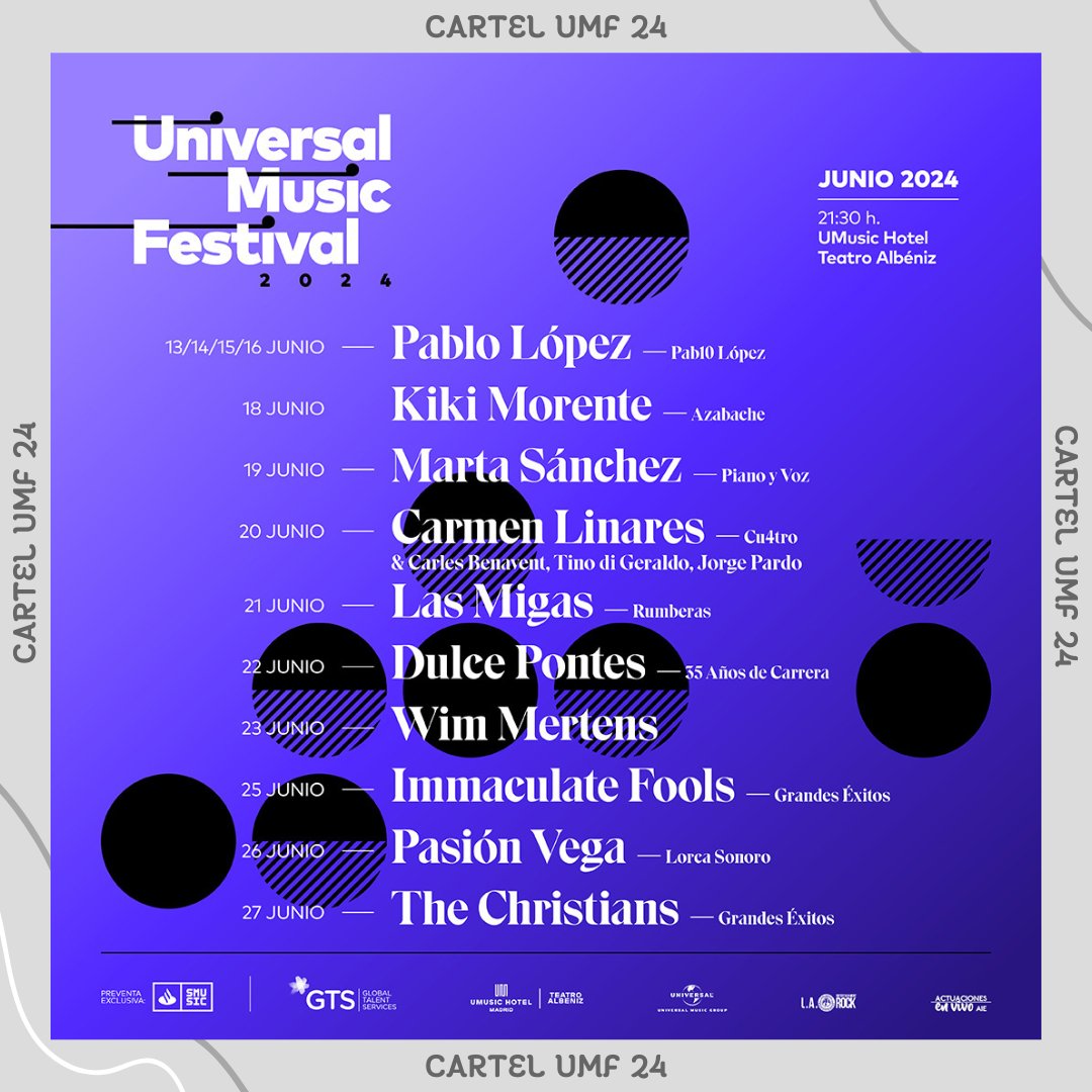 ¡CORRE QUE VUELAN! Ya tenemos el cartel completo del Universal Music Festival 2024. Estos increíbles artistas formarán parte de este gran evento el cual iniciará el 13 de junio, ofreciendo la mejor música hasta el 27 de junio. ¡No te lo pierdas!