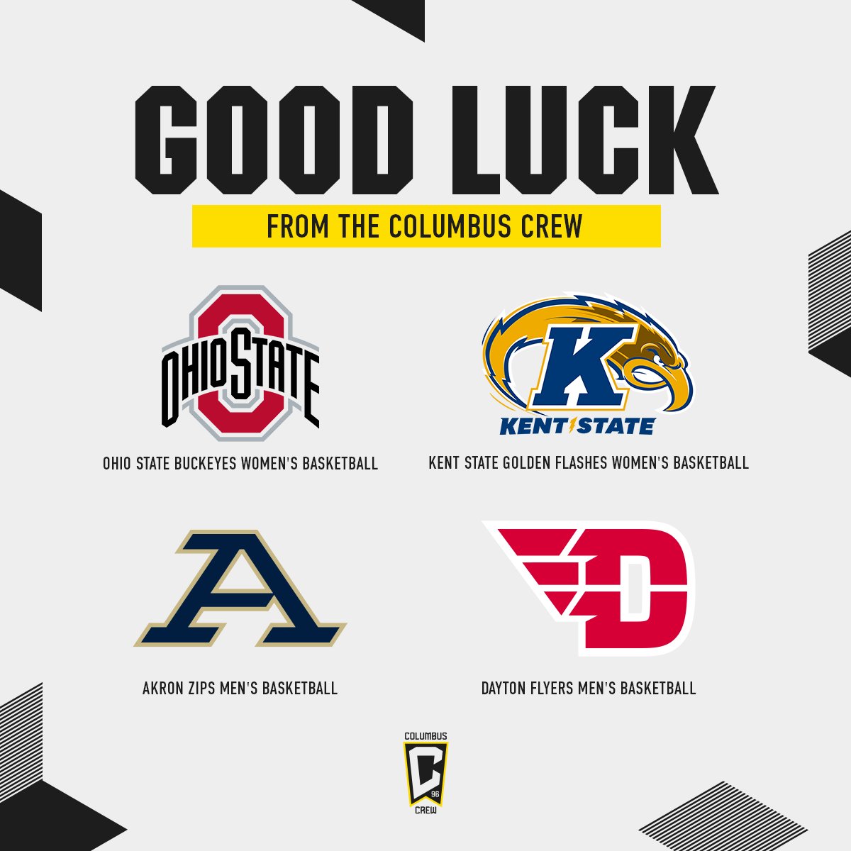 ColumbusCrew's tweet photo. Repping Ohio on the national stage 🏀

Best of luck to the Kent State and Ohio State women's basketball teams and the Akron and Dayton men's teams in the tournament. https://t.co/NoiULZp5dD