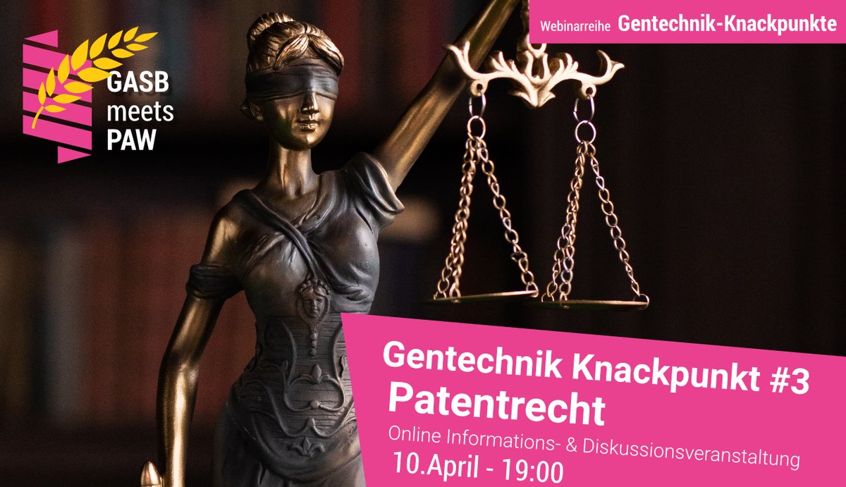 Das dritte Webinar unserer aktuellen Reihe "#Gentechnik-Knackpunkte" steht an! 🌾🧬
Am 10. April rücken wir das wichtige Thema der Patentierung von Nutzpflanzen in den Fokus, passend zu den aktuellen Geschehnissen auf EU-Ebene.
Jetzt anmelden 👇 (1/2)
us02web.zoom.us/webinar/regist…
