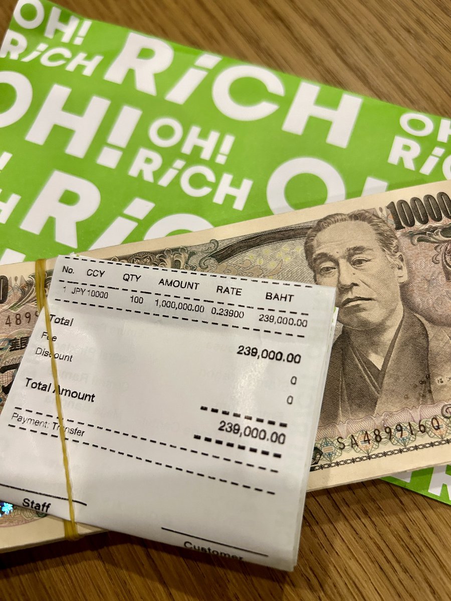 thaidefire's tweet photo. バーツ円が再び0.24を切ったので円転💱

2週間前、無理して換えなくてよかった😮‍💨

もっと円が安くなったら追撃しますよん🤑

#円安 #バーツ #両替 https://t.co/kVIcKitz70