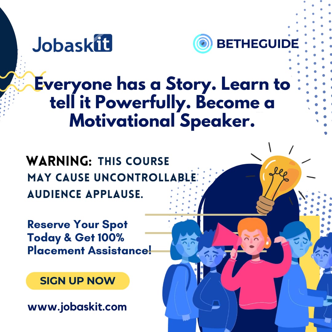 Jobaskit's tweet photo. Find your Voice. Captivate Crowds. Lead with Inspiration. Become a Public Speaker with @betheguide's "Motivational speaking course"
.
.
.
#motivationalspeakercourse
#publicspeaking
#findyourvoice
#stagepresence
#speakerlife
#betheguide
#personalgrowth
#overcomestagefear
#jobaskit https://t.co/I4VfmopHT9