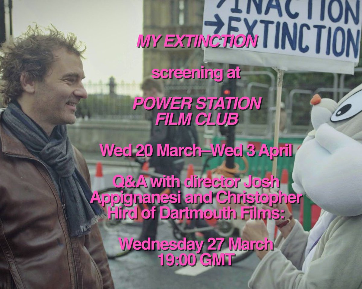 ⚡️🎥 We’re delighted to announce that @JoshAppFilm’s @MyExtinctionFlm will be screening at this month’s Power Station Film Club! 🌍 What does it take for us to act on the climate crisis — especially if we’re the kind of person who should already be acting?