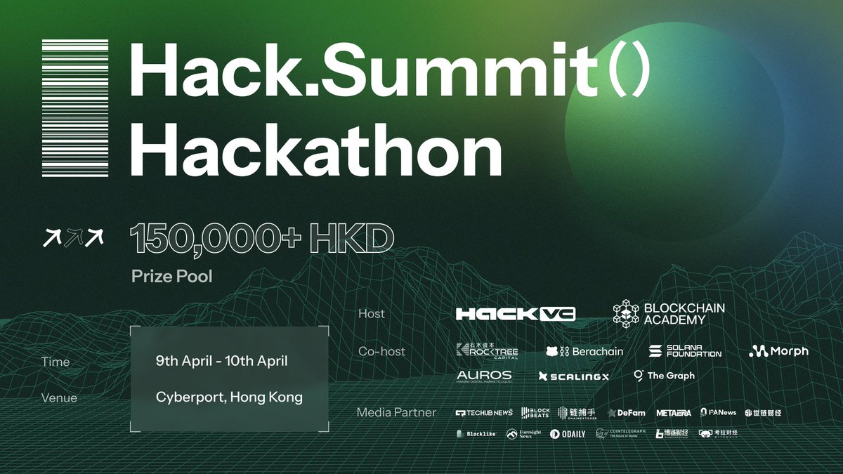 🔥Big News! Hacksummit() Hackathon is here! 🔥 🚀Register now: lu.ma/dtdhl7jx Tracks with @SolanaFndn, @berachain, @MorphL2, & @graphprotocol, compete for HKD 150,000! 🌟 🎉 First-ever offline hackathon in Asia by the $1.5 billion chain, Berachain!