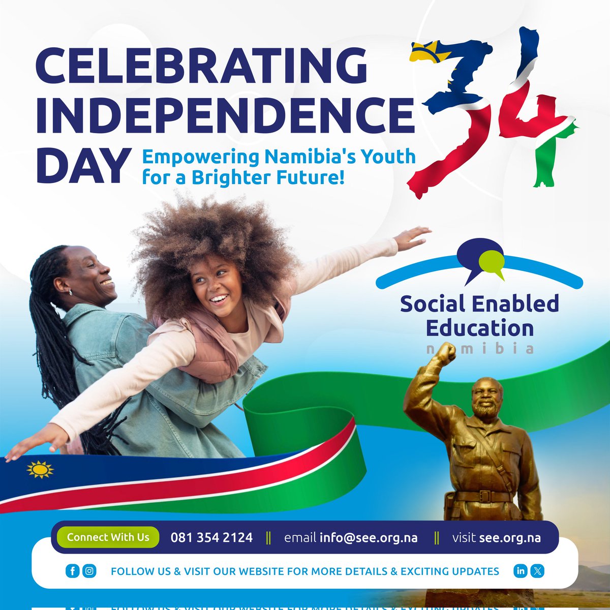 see_namibia's tweet photo. SEE Namibia wishes you all a happy Independence Day.

May all our freedom be free!!

#Namibia34thIndependence https://t.co/hfNoMgyWS8