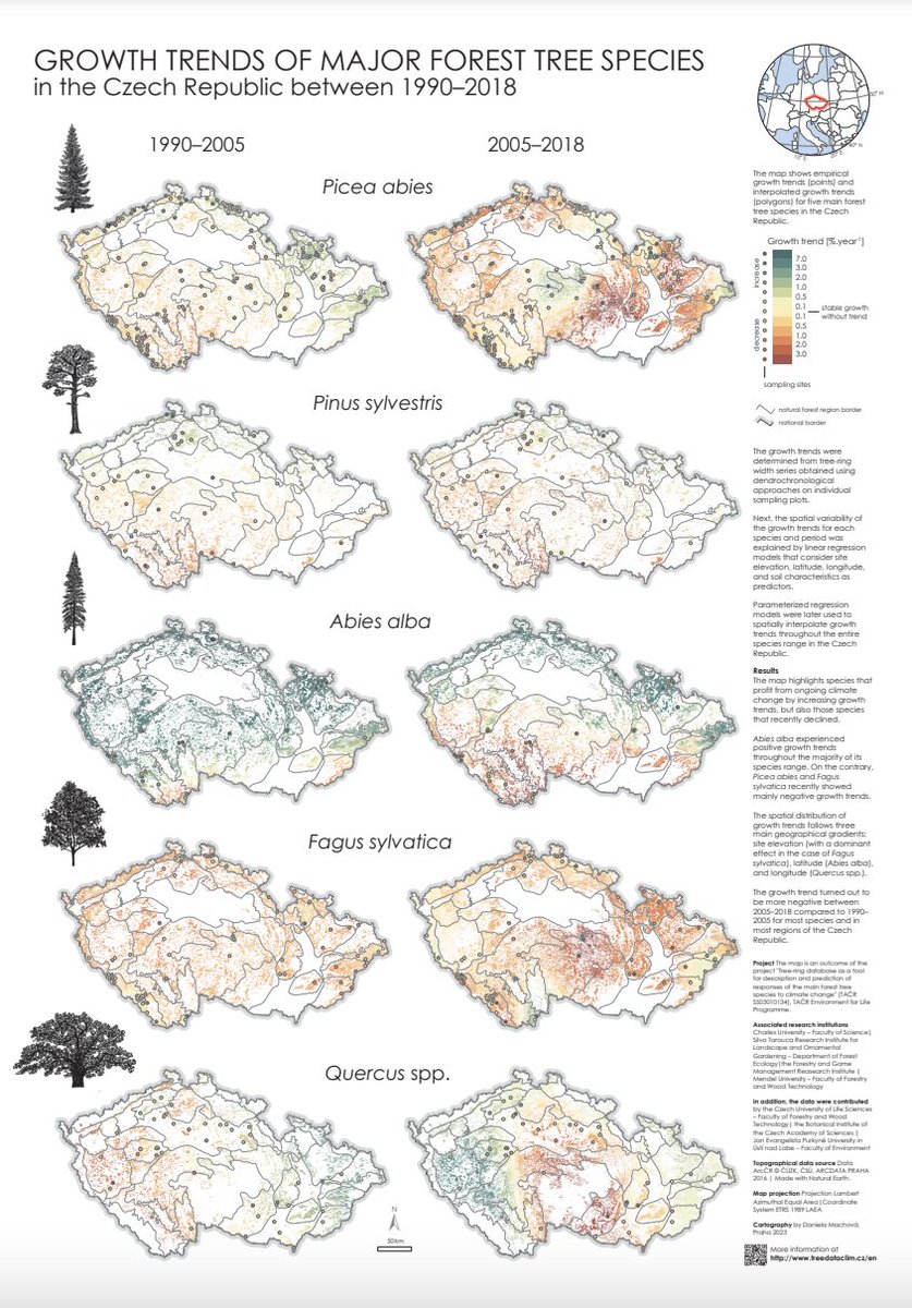 'Spatial patterns in recent forest growth trends across the Czech Republic' by Machová et al. Full open access article here: doi.org/10.1080/174456…