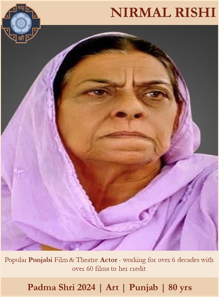 Ms. Nirmal Rishi, Popular Punjabi Film & Theatre Actor - working for over 6 decades with over 60 films to her credit #PeoplesPadma #PadmaAwards2024