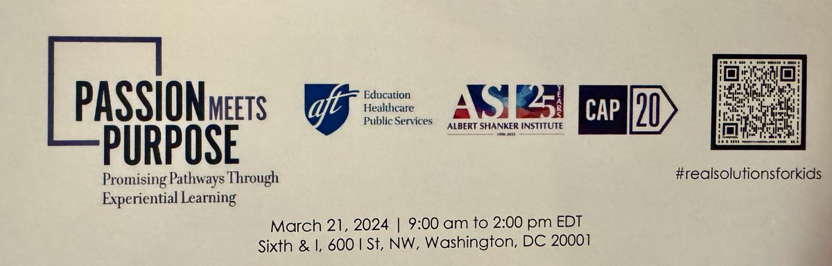 I'm proud to represent @NAESP and support our @AFTunion colleagues at the Passion Meets Purpose Conference, highlighting various facets of experiential learning, ranging from career and technical education (CTE) to the arts, music, and action civics. #realsolutionsforkids
