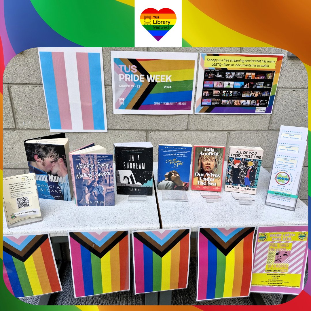 Celebrating day 3 of TUS Pride Week 2024, showcasing just a few of our LGBTQ+ book-titles 📚 For more recommendations please check out our Equality, Inclusion and Diversity Libguide: lit.libguides.com/EDIResources #tuslibrary #WeAreTUS #pride🌈 #prideweek🌈 #equality #lgbtq #Inclusion